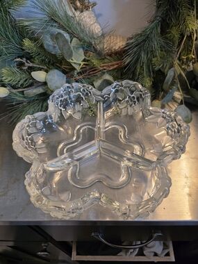 Clear Glass Floral Divided Serving Tray